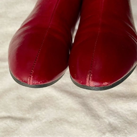 Zara Red Leather Ankle Booties - Picture 10 of 13